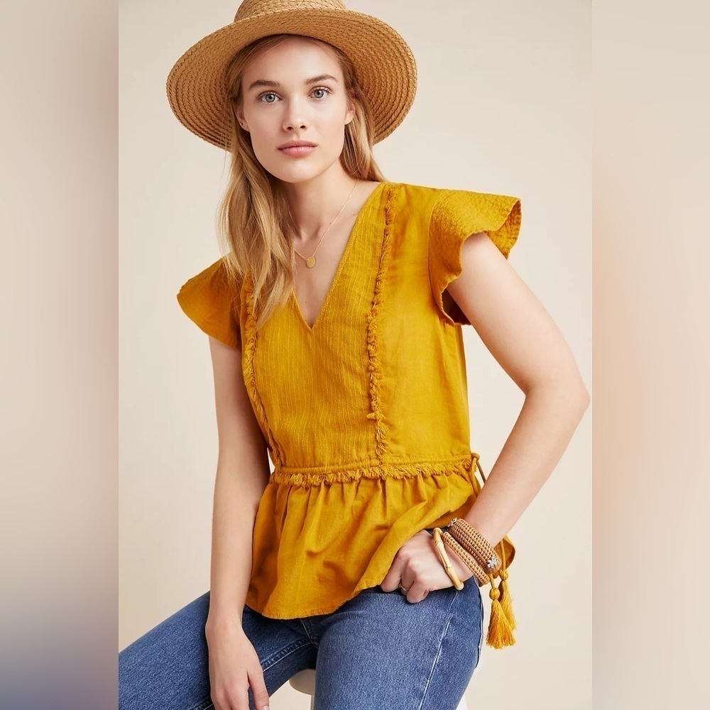 Pepin Anthropologie Angelic Peplum Top, Size XS